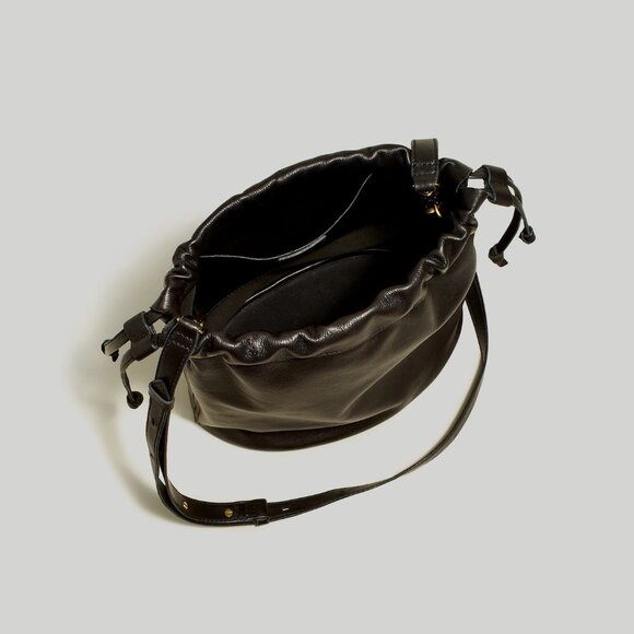 New Madewell Leather Piazza Bucket Bag Shoulder Strap Crossbody Purse Old Money - Picture 4 of 12